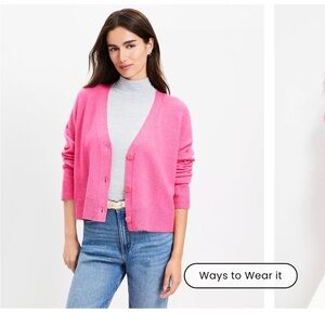 LOFT Pink Crew Neck Sweater Soft Knit